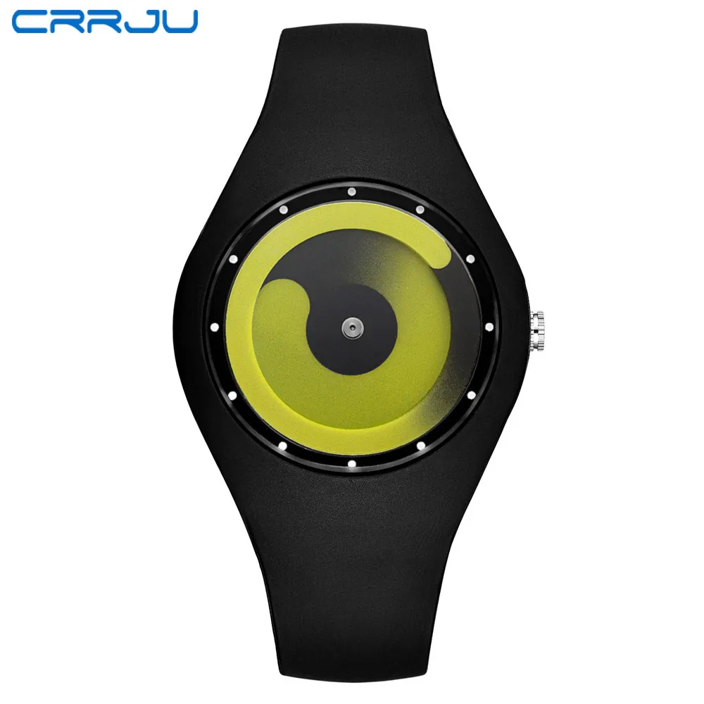 CRRJU мужские часы Топ бренд мода высокого качества Повседневный простой стиль силиконовый кварцевый ремешок часы для женщин мужчин для любителей наручных часов - Цвет: black green