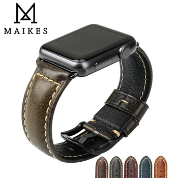 

MAIKES Vintage Oil Wax Leather Watchband For Apple Watch Bands 42mm 38mm / 44mm 40mm Series 4 3 2 1 iWatch Apple Watch Strap