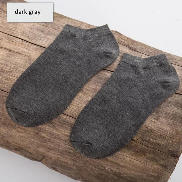 Летние высококачественные крутые мужские носки из бамбукового волокна, тонкие короткие носки, Харадзюку, однотонные мужские и женские носки, 10 пар/партия, размер США 7-9 - Цвет: 10 dark gray