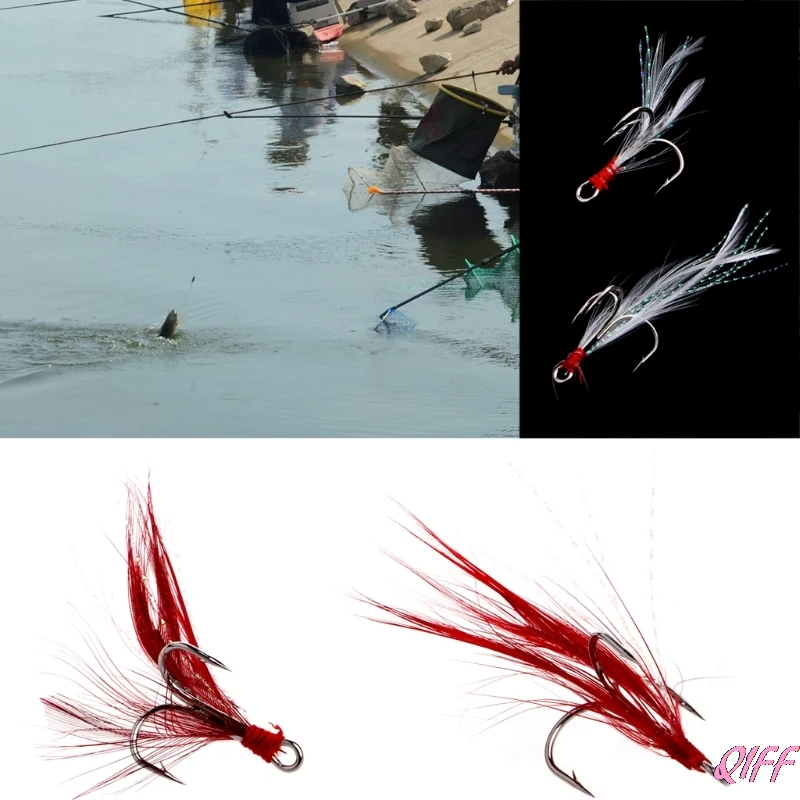 

Dropshipping Fishing Soft Lures Treble Hooks Feather Barbed Fishhooks Tackles Accessories New APR28