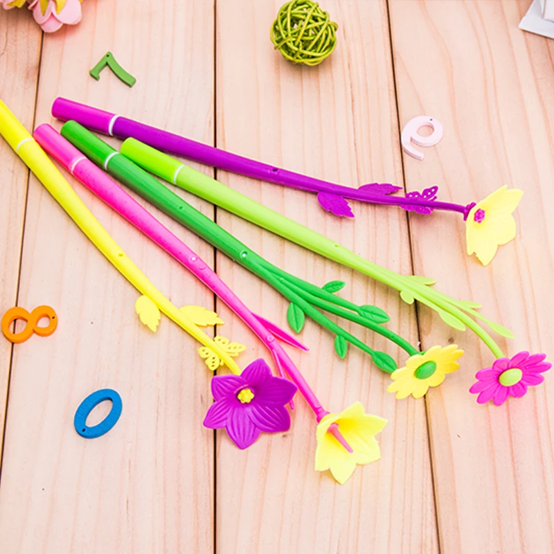 

Multi Function Pen  novelty toys funny gadgets pen Magic Three color flower silicone pen Z889
