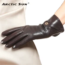 New Listing Women Genuine Leather Gloves Fashion Five Finger Sheepskin Glove With Warm Velvet Lining Soft Nappa Ladies L171NC2