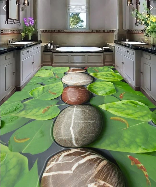 

3 d pvc flooring custom waterproof picture 3 d 3 d pebbles leaves carp 3d bathroom flooring photo 3d wall murals wallpaper