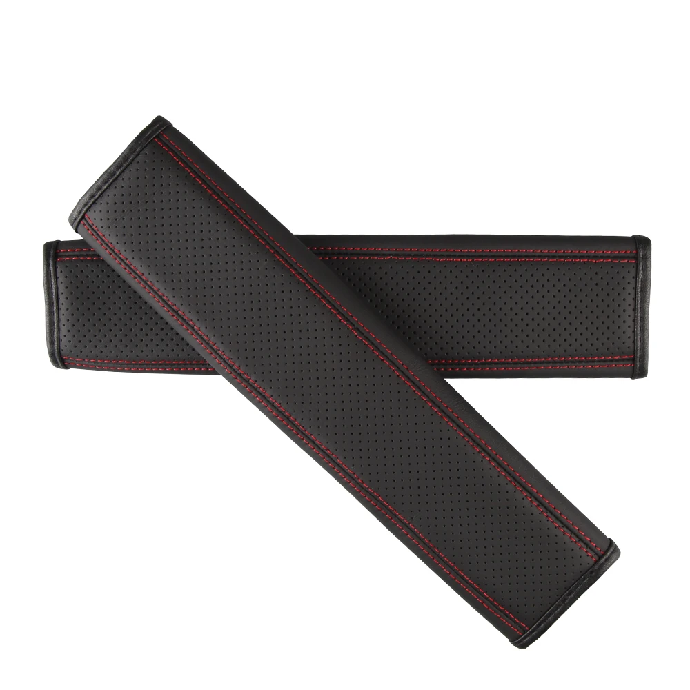 2 pcs Car Styling Genuine Leather Car Safety Belt Car Seat Belt Pad
