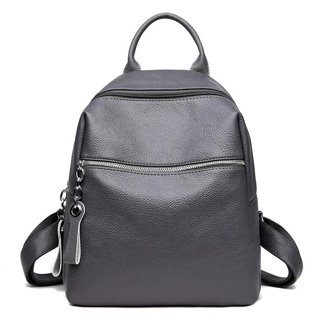 Модный женский кожаный рюкзак в консервативном стиле, сумки на плечо для девочек-подростков, повседневная школьная сумка для путешествий, женские сумки Mochila - Цвет: Gray