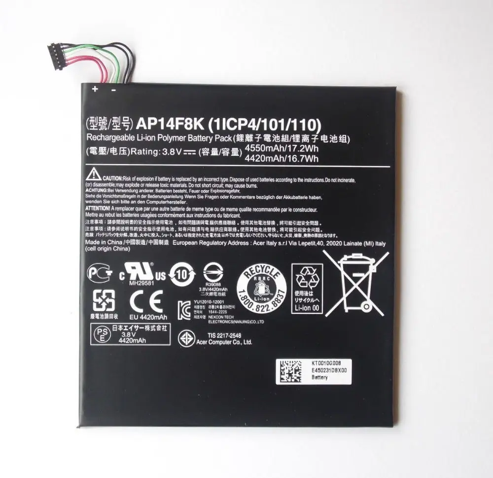 Новые оригинальные Батарея для Acer Iconia Tab 8 A1-841 A1-841FHD A1-841HD AP14F8K 3 V 16.7WH | Компьютеры и