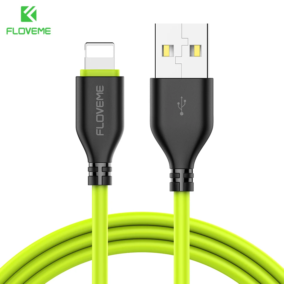 FLOVEME USB кабель для iPhone 7 8 X 2.2A зарядный кабель для синхронизации 0,3 м 1 м кабели для мобильных телефонов для Apple iPhone 10 6 7 8 Plus 5S зарядное устройство - Цвет: Black Green
