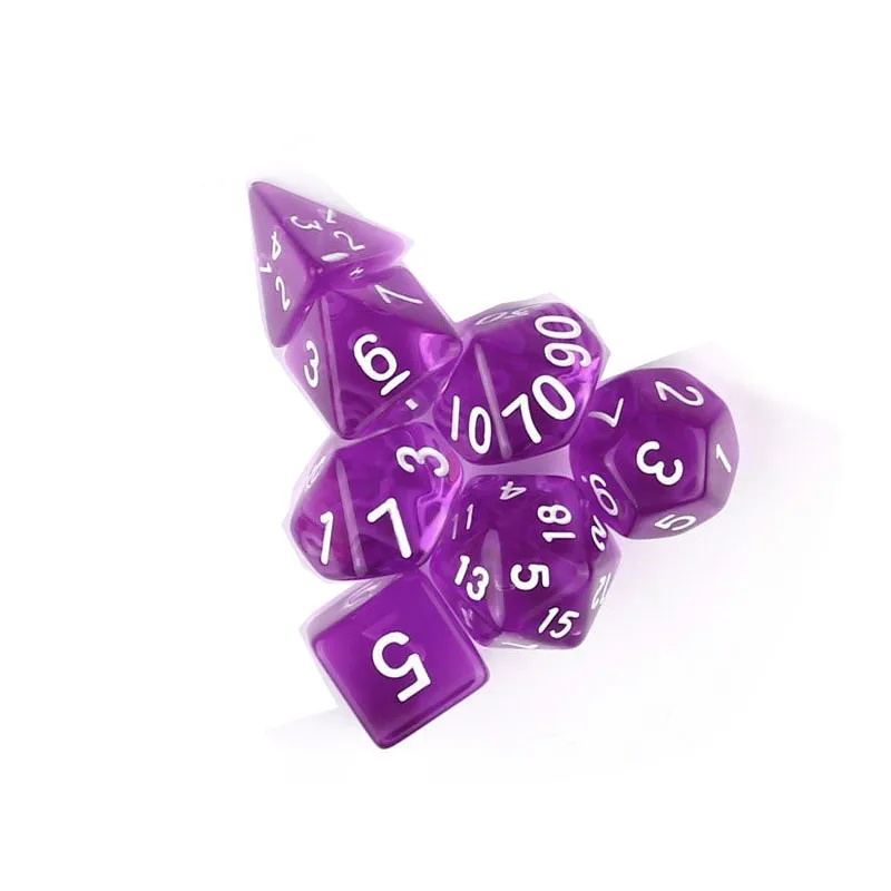 Кубики Игрушки Прозрачный Многогранные Dice D4-D20 нескольких сторон кости 4/6/8/10/12/20 сбоку стол игры аксессуар 7 шт./компл