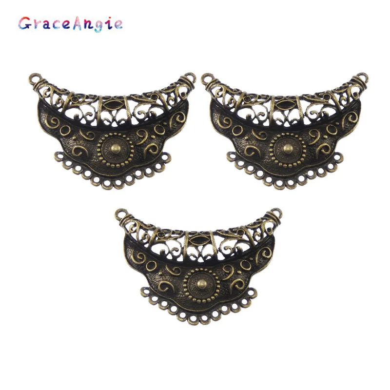 

GraceAngie 3pcs Antiqued Style Bronze Tone Alloy Fashion Charm Connector Decor Jewelry AccessoriesHot 63*44mm 03160