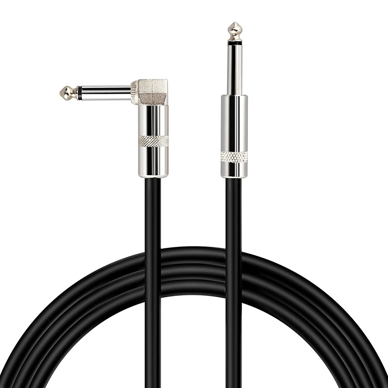  Instrument Guitar Cable Jack-Jack Elbow Mono 1/4 Inch (6.35mm) Male to Male for Electric Guitar Bas