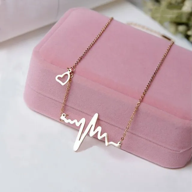 Charm Alloy Pulse Shaped Necklace