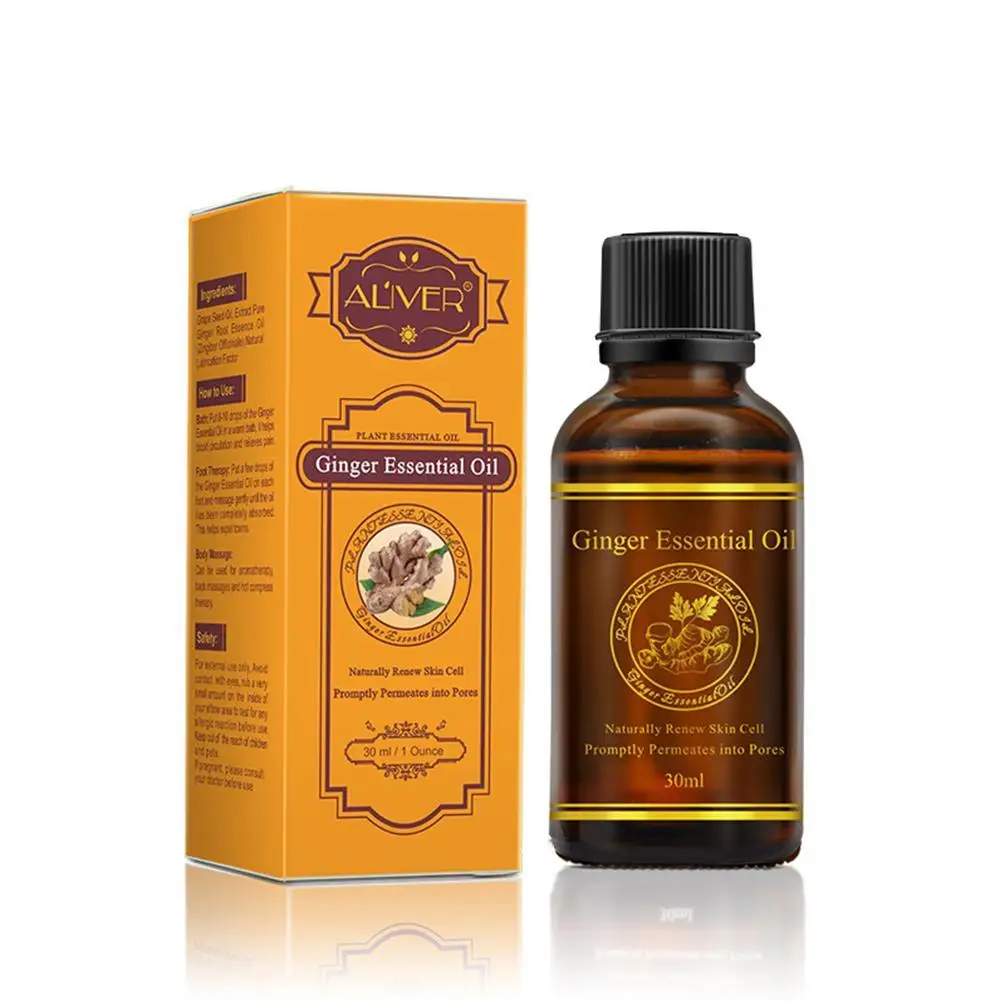 

1pcs Ginger essential oil body massage dampness therapy relieve pain anti-aging lymphatic detoxification body massage oil