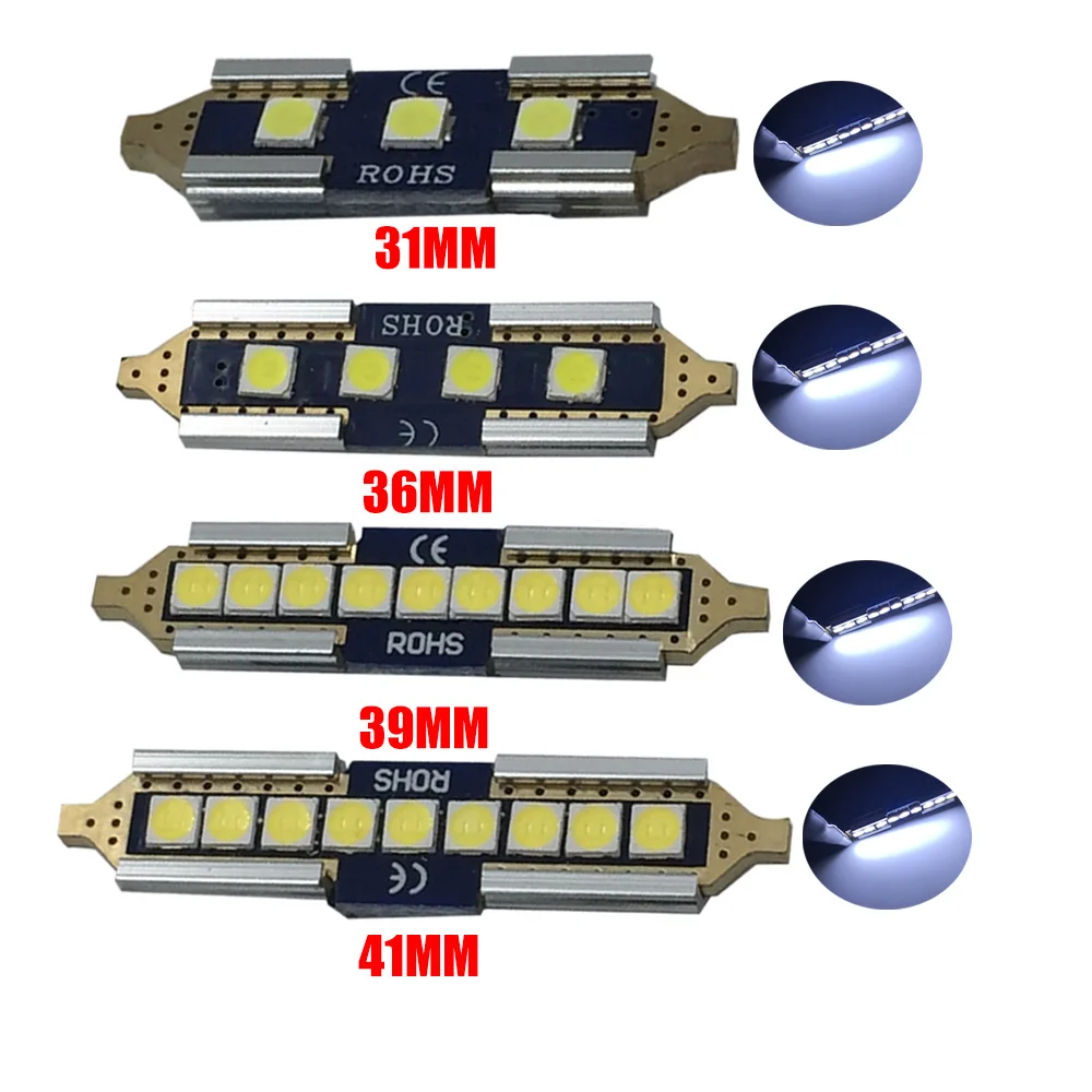 YSYFestoon Car 31mm Led Light 6000k White 3030 SMD c5w C10w 31 Mm 36mm 39mm 41mm Festoon Canbus Interior Lamp Bulb 12v | Автомобили и