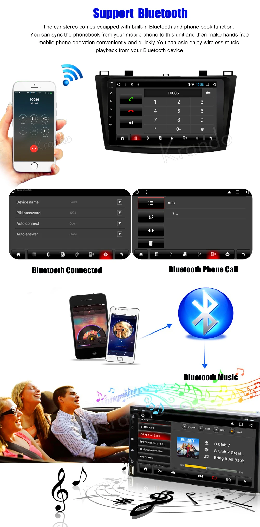 Discount Krando Android 8.1 10.1" IPS Big Screen Full touch car navigation system for Mazda 3 2009-2013 video player radio gps BT wifi 7