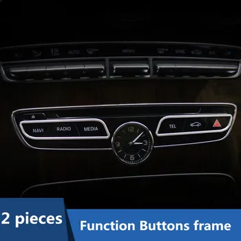 

Car Aluminium Alloy Central Function Buttons Frame Decoration Sticker Trim For Mercedes Benz C Class W205 GLC X253 2015-17