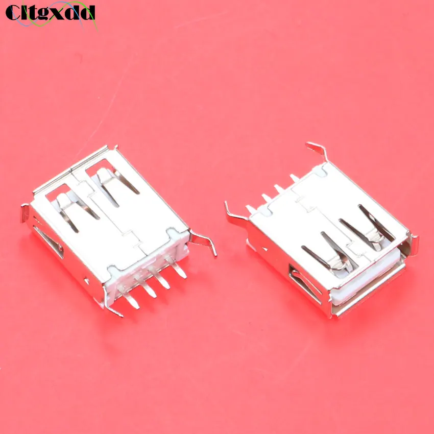 

cltgxdd 1PCS 4 pin USB 2.0 jack A Type USB Connector Female Socket 2 Bent Feet 180degree DIP