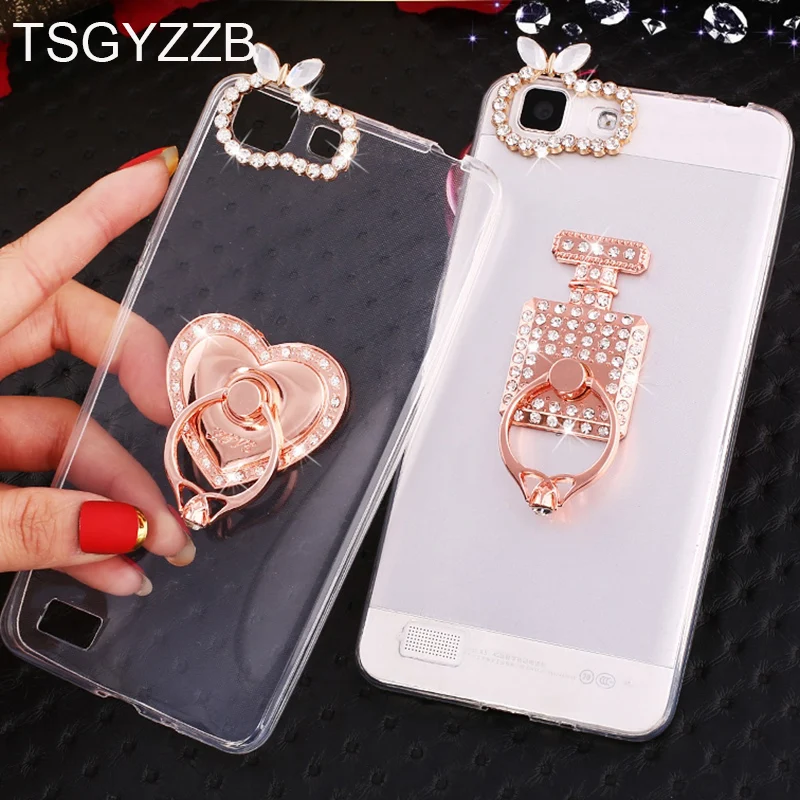 

Sparkling Ring Holder Case For Huawei P20 P10 Plus P9 P8 Lite Glitter Bling Soft Clear Cute Cover Y5 Y6 2017 Y9 2018 Mate 10 Pro