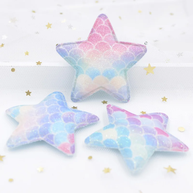 

8Pcs 58mm Mermaid Scale Rainbow Star Shaped Appliques Soft Padded Patches for Crafts Clothes Hairpin Wedding DIY Decoration S15