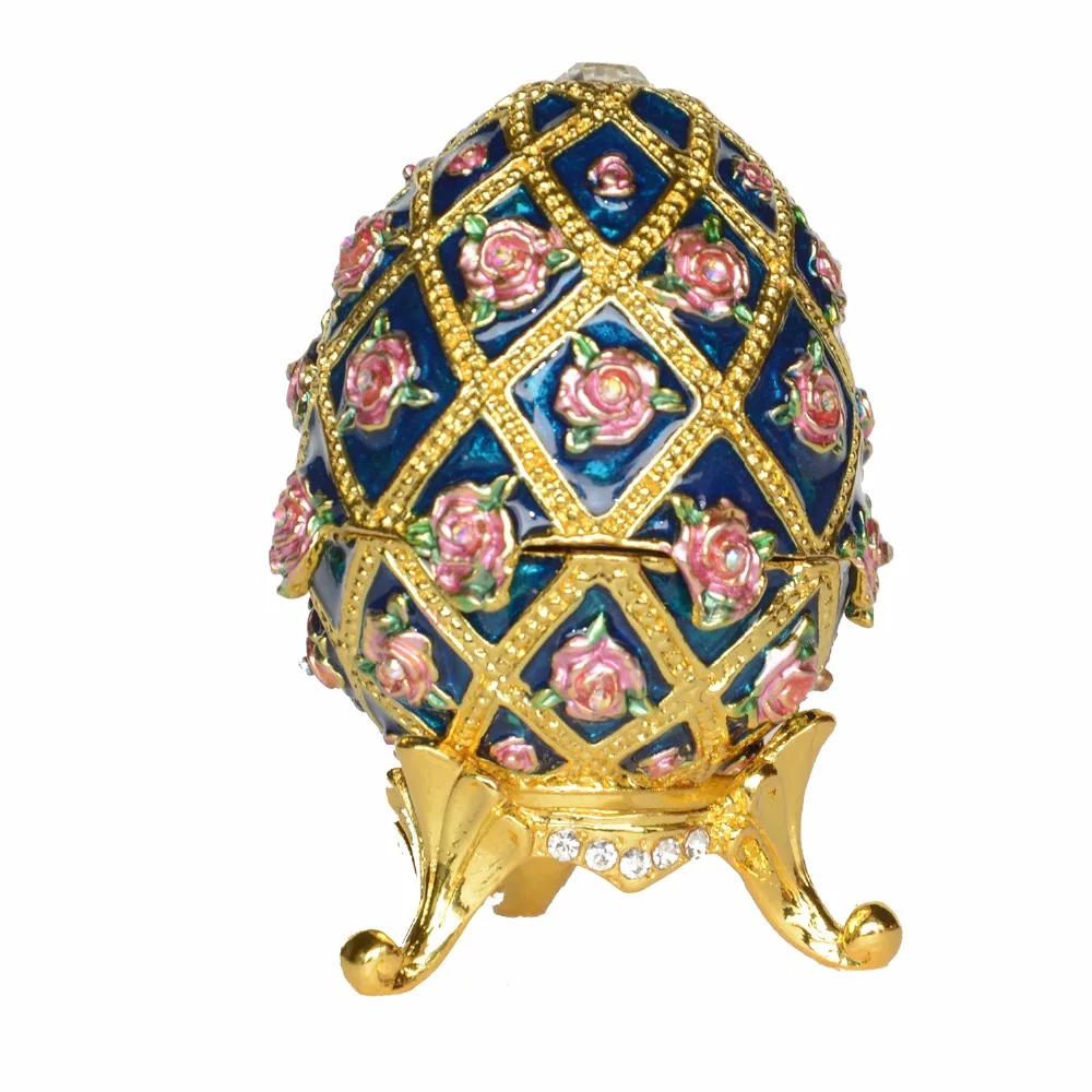 

Russian rose faberge egg luxury jewelry box Easter egg bejeweled trinket metal novelty Gift for Her Christmas gifts