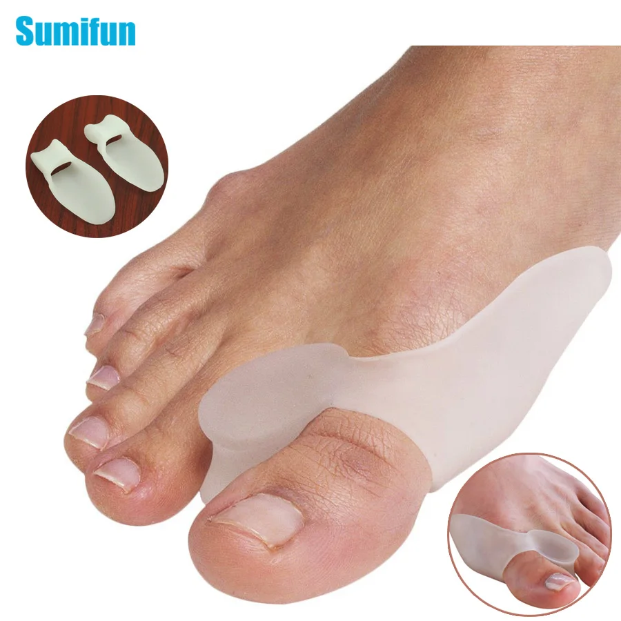 Sumifun 4Pcs Silicone Gel Bunion Splint Big Toe Separator Overlapping Spreader Corrector Hallux Valgus Foot Massager C147