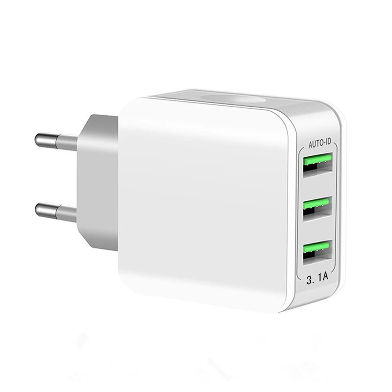AMEEC USB Charger 3 Port Portable Charging Adapter EU Mobile Phone Chargers 3-USB Charge Station Power Adapter For Iphone Micro (1)