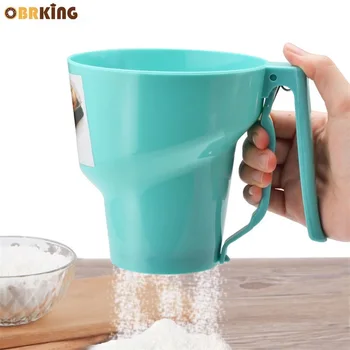 

OBRKING Handheld 3 Cup Flour Sifter Strainer Fine Mesh Sieve for Icing Sugar Powder Sieve Kitchen Tools Baking Pastry Supplies