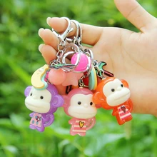 

Litchi cute monkey key chain key ring cute cartoon animals bag hanging pendants Creative gifts on valentine's day gift