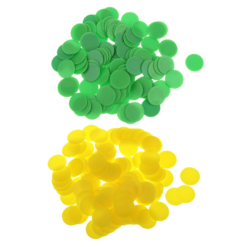 200PCS 18mm Plastic Counters Board Game Tiddly winks Teaching Aid Yellow Green