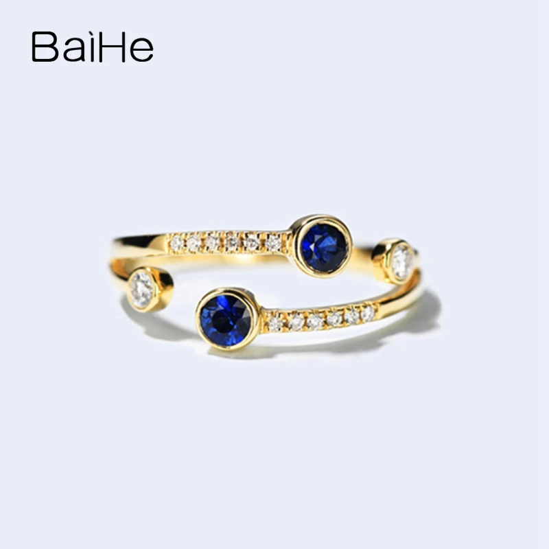 BAIHE Solid 14 K, желтое золото, 0.2ct, сертифицированное безупречное подлинное натуральное обручальное женское классическое ювелирное Подарочное кольцо
