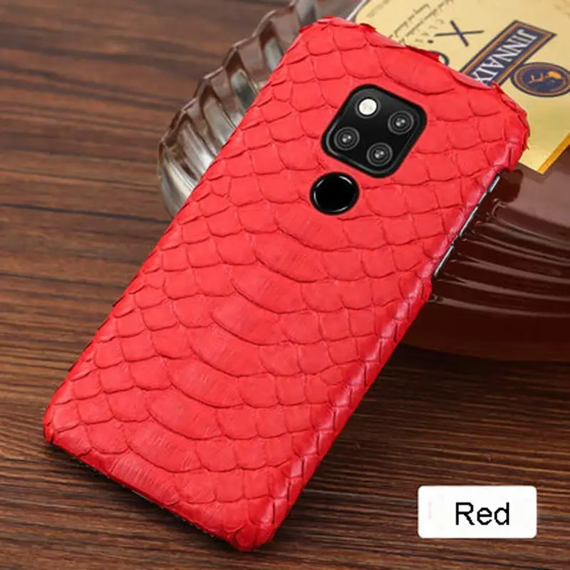 Чехол из натуральной кожи для huawei mate 20 pro Чехол из змеиной кожи питона чехол для mate 20 чехол из натуральной кожи задняя крышка - Цвет: Красный