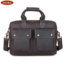 Vintage Genuine Leather Men’s Casual Handbag Personality Business Bag Cowhide Briefcase Fit For 14 Inch Laptop PR571123