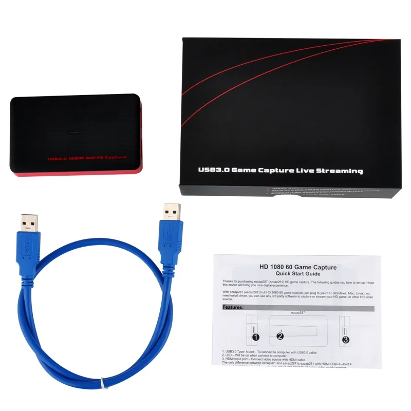 Ezcap 1080P 60fps Full HD видео рекордер 287 HDMI К USB видео захвата карты устройства для Windows Mac Linux Поддержка прямой потоковой передачи
