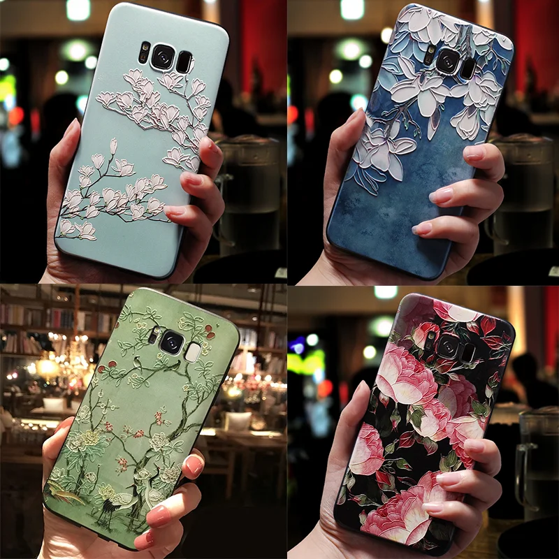 3D цветок рельефный чехол для Samsung Галактики S10e A40 A70 J2 J5 J7 Prime J3 2017 2016 J4 J6 плюс J8 2018 Note