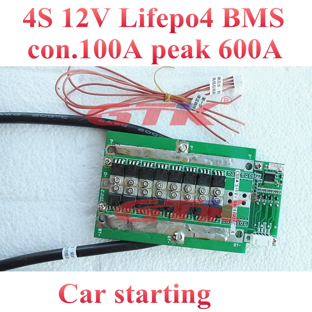 4S 12,8 V 14,4 V LiFePO4 BMS 100A p 600A 14,6 v литиевая железная плата защиты батареи с балансом мотоцикла стартера автомобиля питания PCB