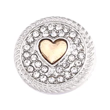 Прозрачный Кнопка со стразами 18 мм Имбирное печенье сердце золотистого цвета на кнопках застёжки для изготовления бижутерии подходит оснастка браслет Ювелирное Украшение IB312