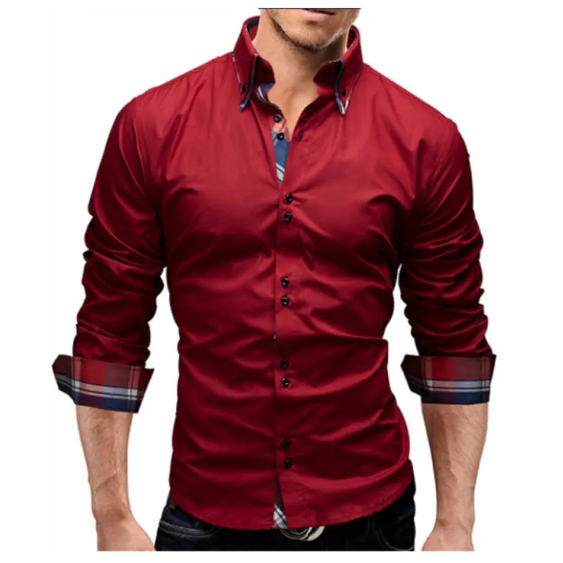293399 RUIKE Повседневная рубашка с длинными рукавами Camisa Masculina XXXL