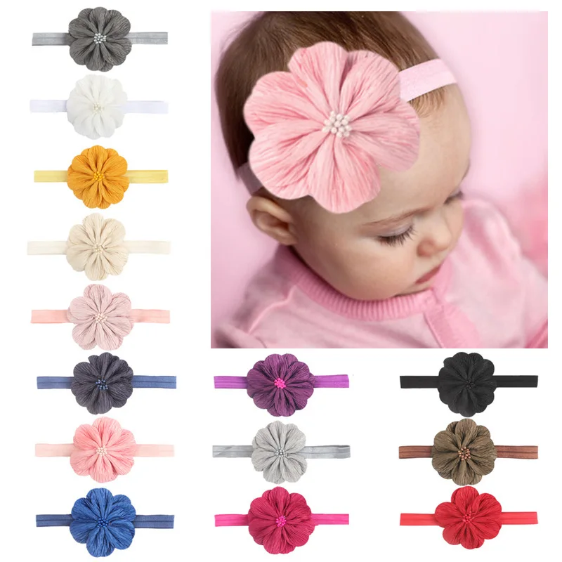 NEW Soft Touch Baby satin bow and lace flower headband white