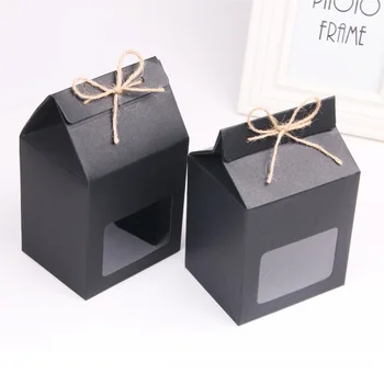 

Kraft Paper Party/Wedding Gift Bags,Cake/Chocolates/Candy Packing Bags Stand Up Food Clear PVC window Seal boxes 100pcs/lot
