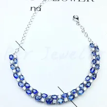 Сапфир браслет-цепочка натуральной сапфир 925 серебро 0.34ct* 30 шт. драгоценных камней для мужчин и женщин# SB18092103