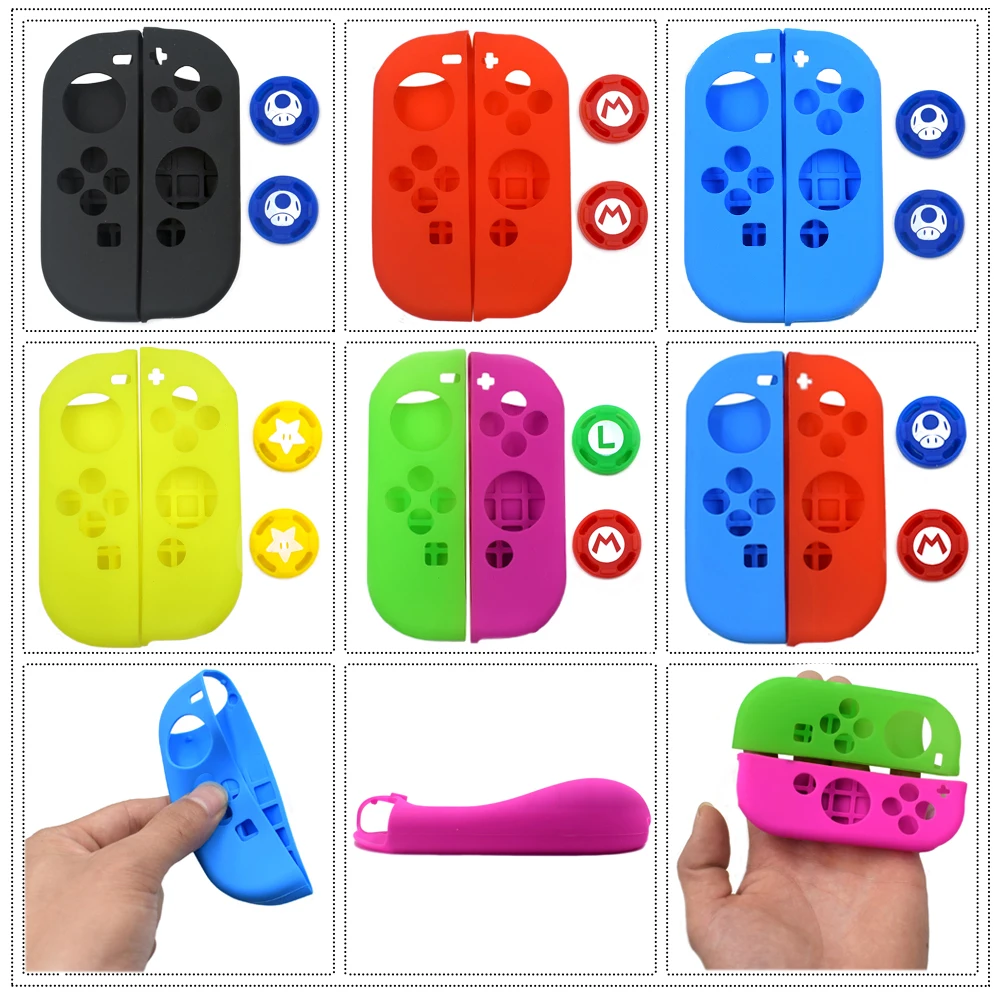 Мягкий силиконовый защитный чехол Nintendo Switch + 2 колпачка для джойстика NS Joy Con|Чехлы|