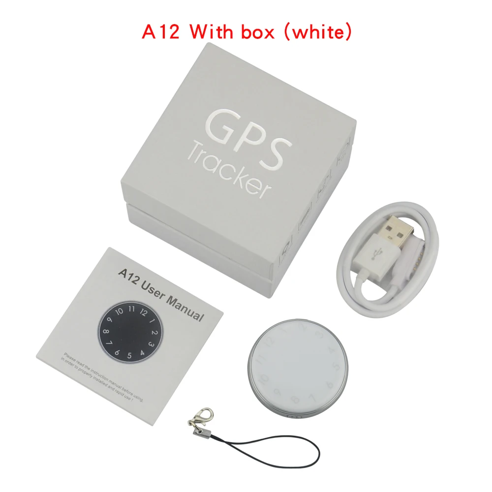 Высокая точность Портативный A12 smart Mini gps трекер Мониторинг голоса найти локатор Высокая Чувствительная керамика Антенна 400 мА/ч, Батарея - Цвет: White with box