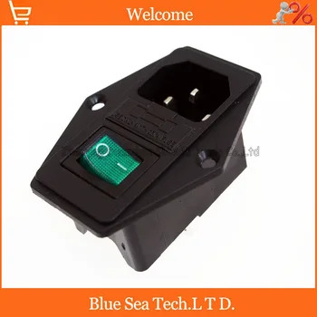 

3 in 1 Rocker switch with light Green,AC-01A fuse power socket Plug 3 Pin 15A 250V with Fuse Block + 10A Fuse