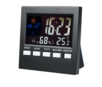 

by dhl 200pcs Digital Hygrometer temperature Thermometer humidity clock LCD Alarm Snooze Function Calendar Weather Display