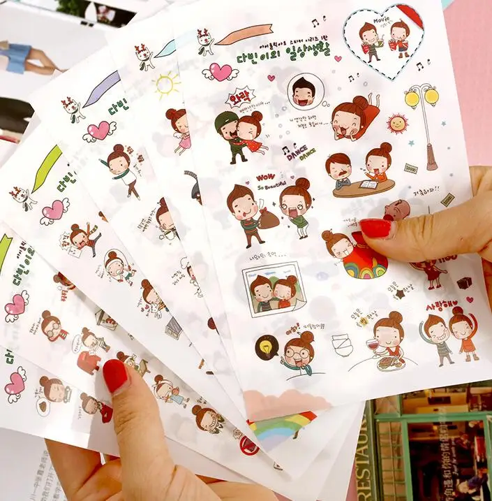 Novelty Amorous Girl Self Adhesive PVC Stickers Diary Notebook Stickers