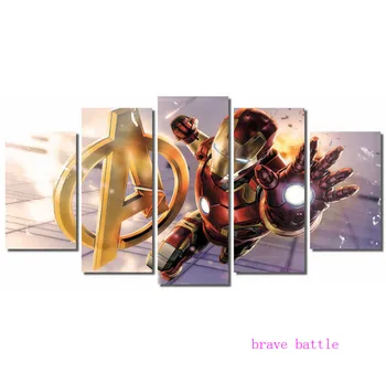 

The Avengers Iron Man-3 5 Pieces Canvas Painting Print Living Room Home Decor Modern Wall Art Oil Painting