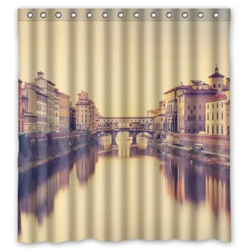 Unique and Generic Shower Vecchio florence italy river bridge Curtain