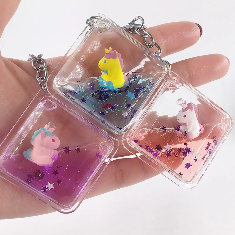 

unicorn Powder Moving Liquid Key Ring fantasy keychain Glitter Quicksand Star Keychain Car Key Pendant Creative Birthday Gift