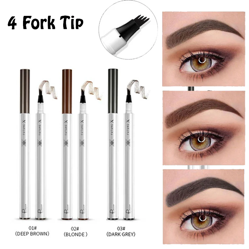 

Pudaier Microlading Fork Tip Microblading Eyebrow Tattoo Pen Maquillage 4 Head Waterproof Eye Brow Tint crayon sourcil Make Up