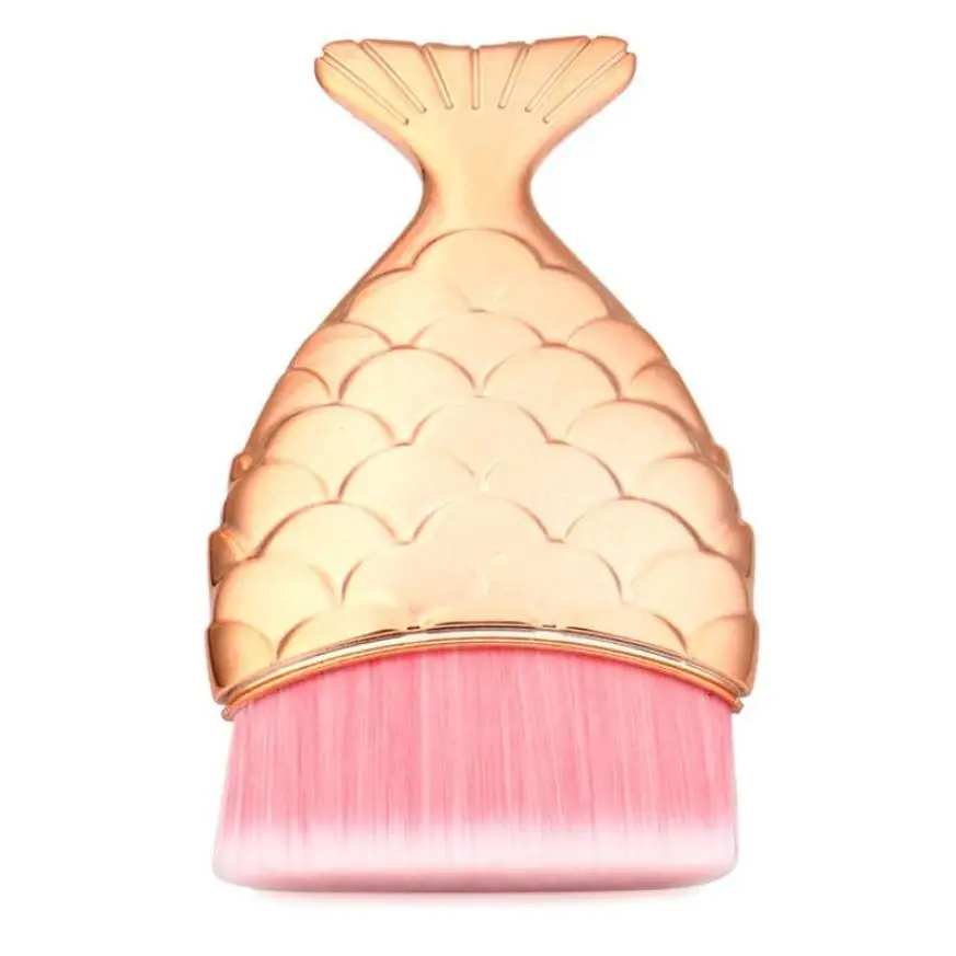 

4.9*1.5*8.5cm 1pc Rose Gold Mermaid Fish Scale Makeup Fishtail Bottom Powder Blusher Cosmetic Makeup Brushes maquiagem pinceis