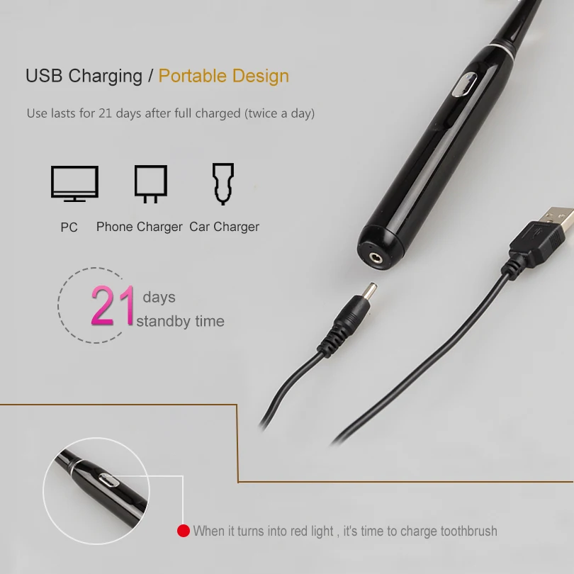  SEAGO Electric Toothbrush Rechargeable Tooth Brush Waterproof Sonic Toothbrush Automatic Toothbrush